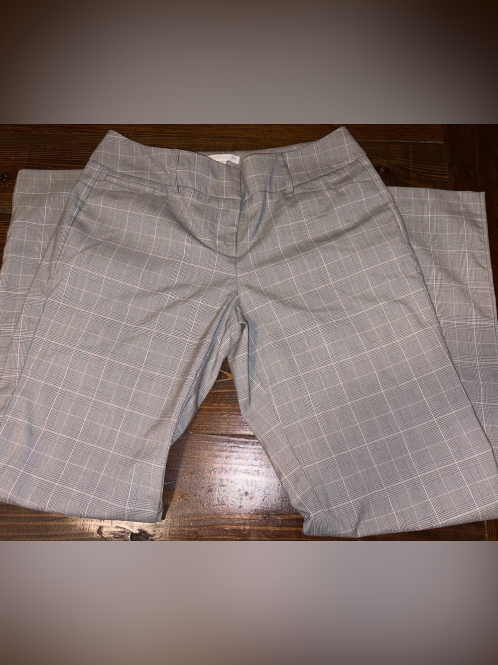 New York & Company Light Gray Windowpane Dress Pants
